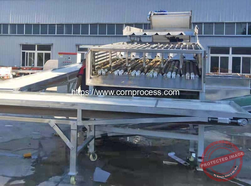 Full-Automatic-Sweet-Corn-Husk-Peeling-Machine